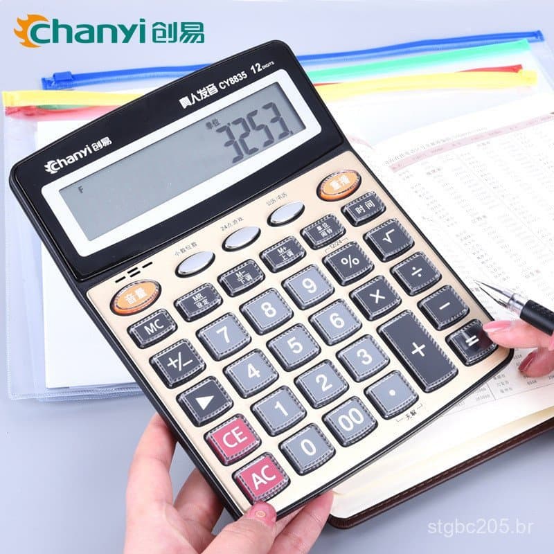 Calculadora Solar para Estudantes da Chuangyi Office Supplies, Calculadora Criativa de 12 Dígitos com Tela Grande e Funç