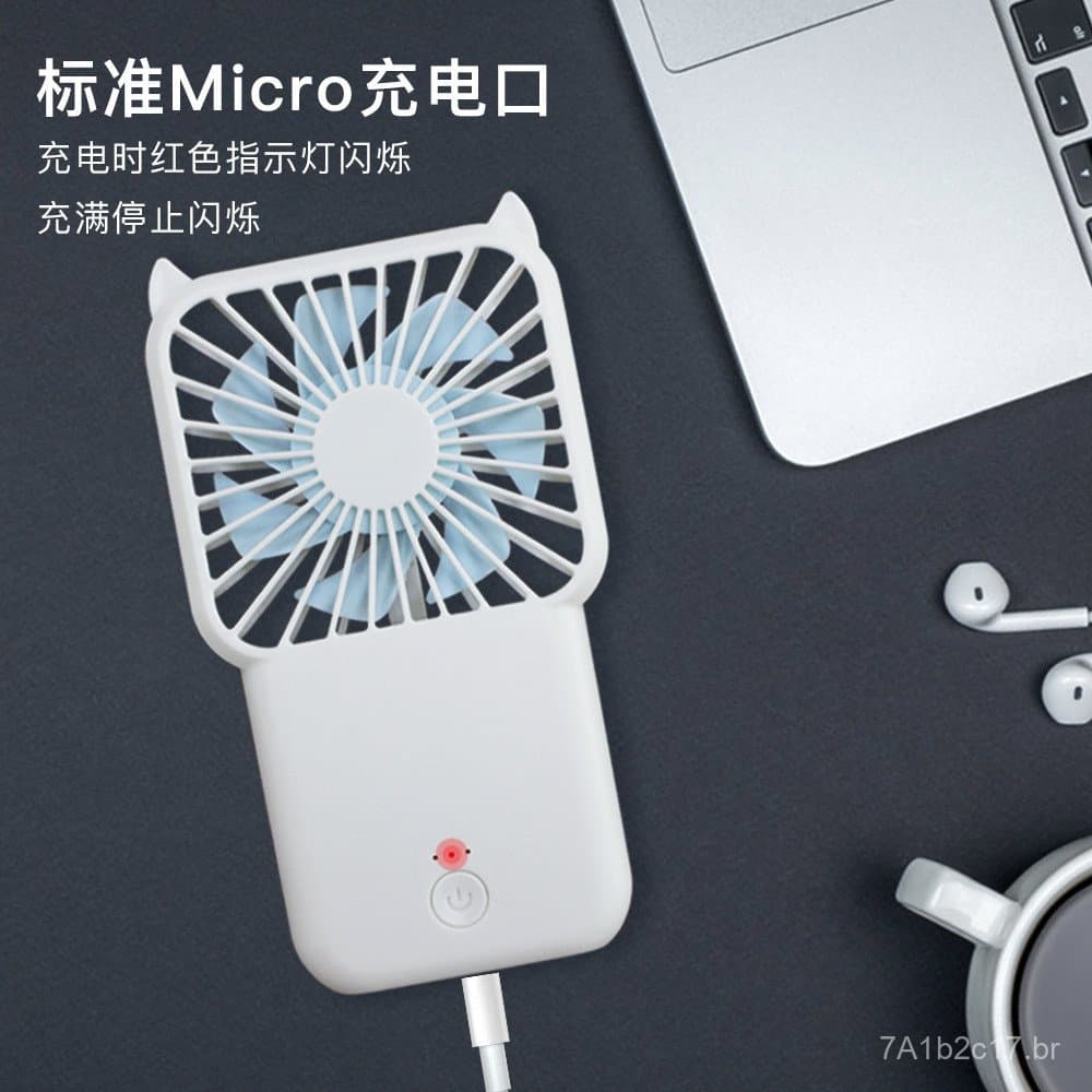 Ventilador quadrado mini de bolso, silencioso, com vento forte, portátil, para uso externo, recarregável por USB, pequen