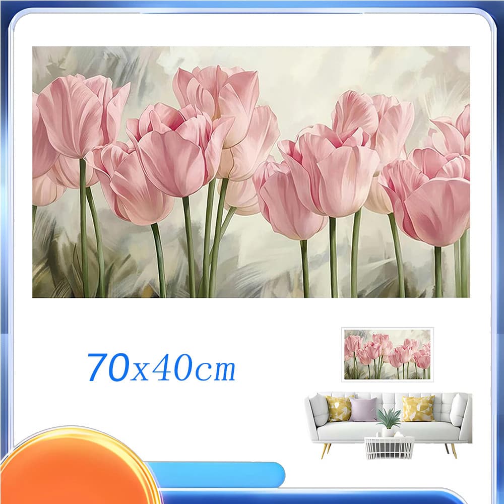 Conjunto de pintura diamante 70x40cmdiy pintura diamante flor tulipa pintura diamante