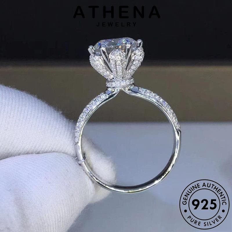 ATHENA JEWELRY Original Simples Mulher Anéis Moissanita Pata 925 Diamante Gato Prata R2044-BRR