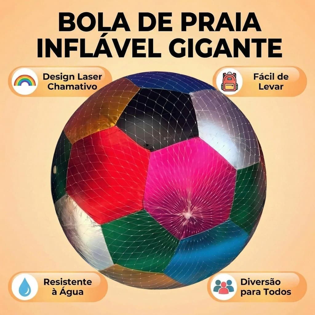 Bola de Praia inflável gigante Resistente colorida com tela protetora-45CM