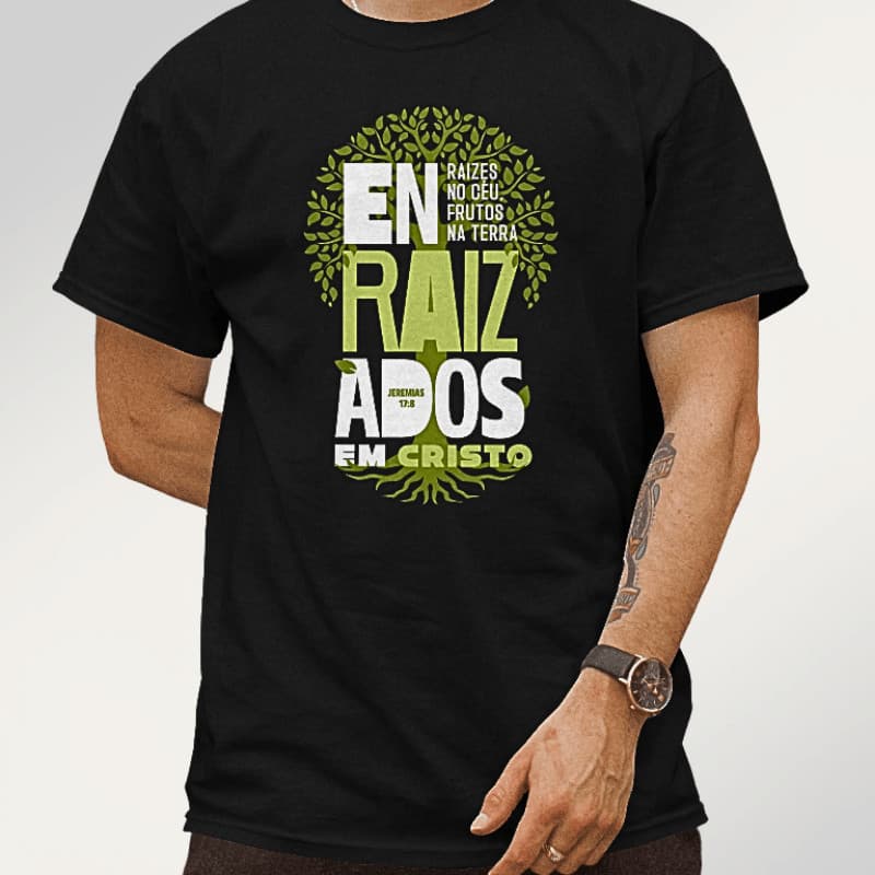 Camiseta 100% Algodão Família Enraizados em Cristo Conjunto Adulto & Infantil Unissex Algodão Cristã