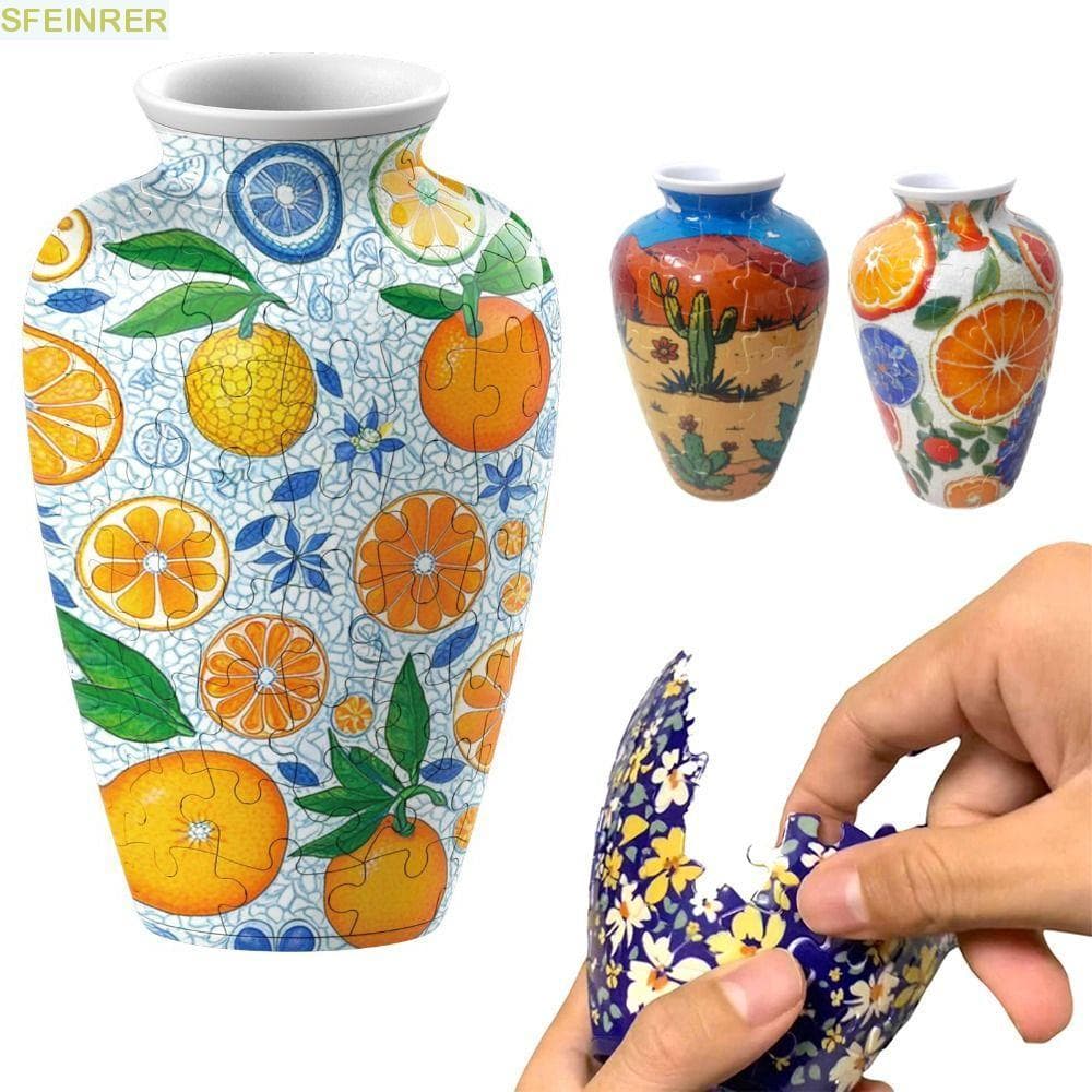 Vaso De Quebra-Cabeça 3D SFEINRER , Flores À Prova D'água DIY Arranjo Artístico Criativo