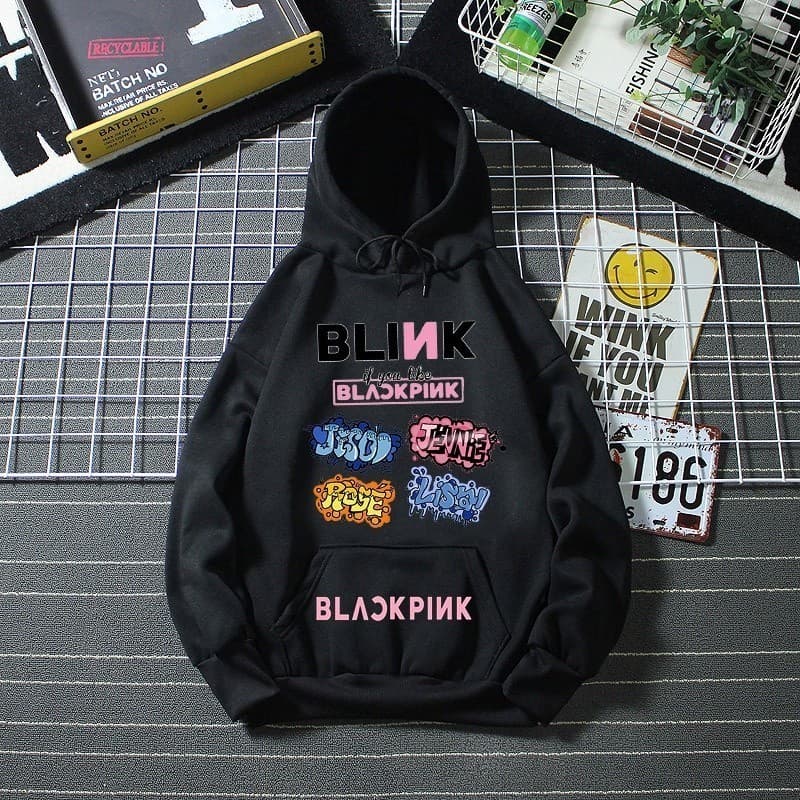 Blusão Moletom Unissex Com Capuz Feminino Masculino Moda BlackPink Blink Kpop Estilo Coreano