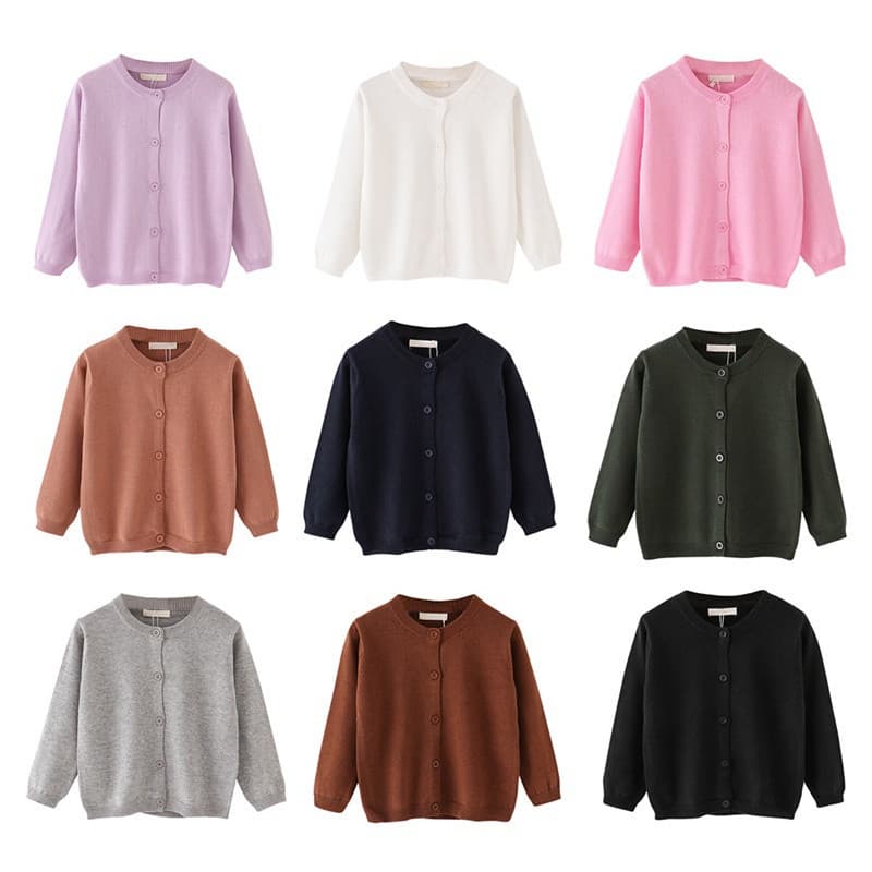 Crianças Menina Camisola Camisola Cardigan Outono Inverno Simples Cor Sólida Roupas Top Meninas Casaco Coreano Roup
