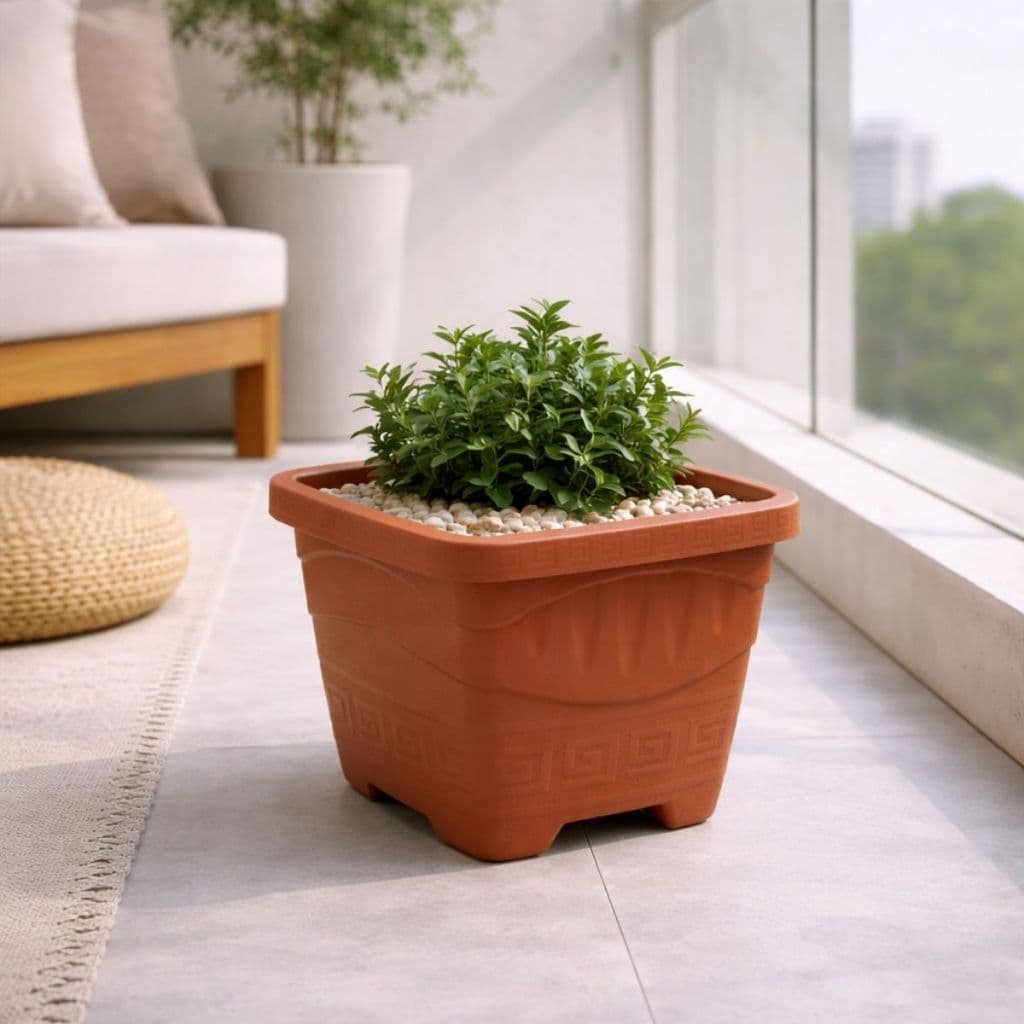 Kit 6 Vasos Quadrado G 11L Preto Terracota Café Areia Para Plantas Jardim Decorativo Resistente Multiuso Grande