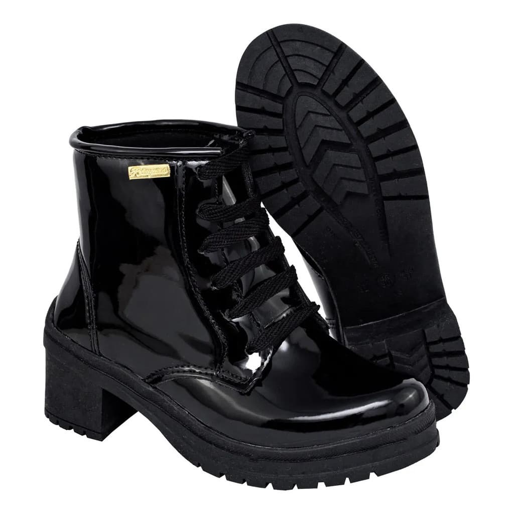 Bota Infantil Feminina Coturno Verniz Tratorada Reliquias