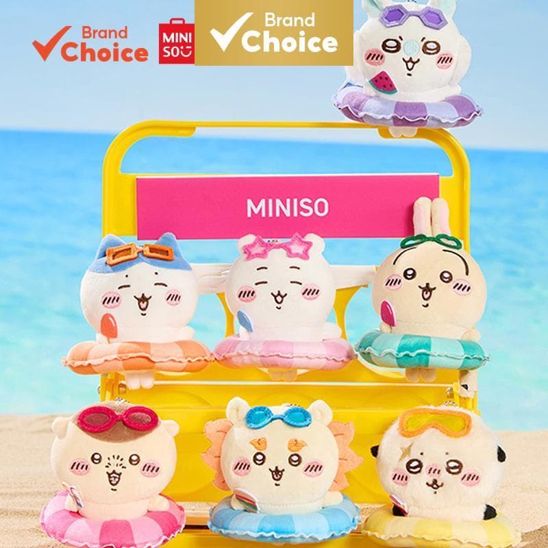 MINISO  chiikawa “temporada de verão” série - adorável chaveiro de anel de natação acessório para bolsa 8 cm × 12 cm