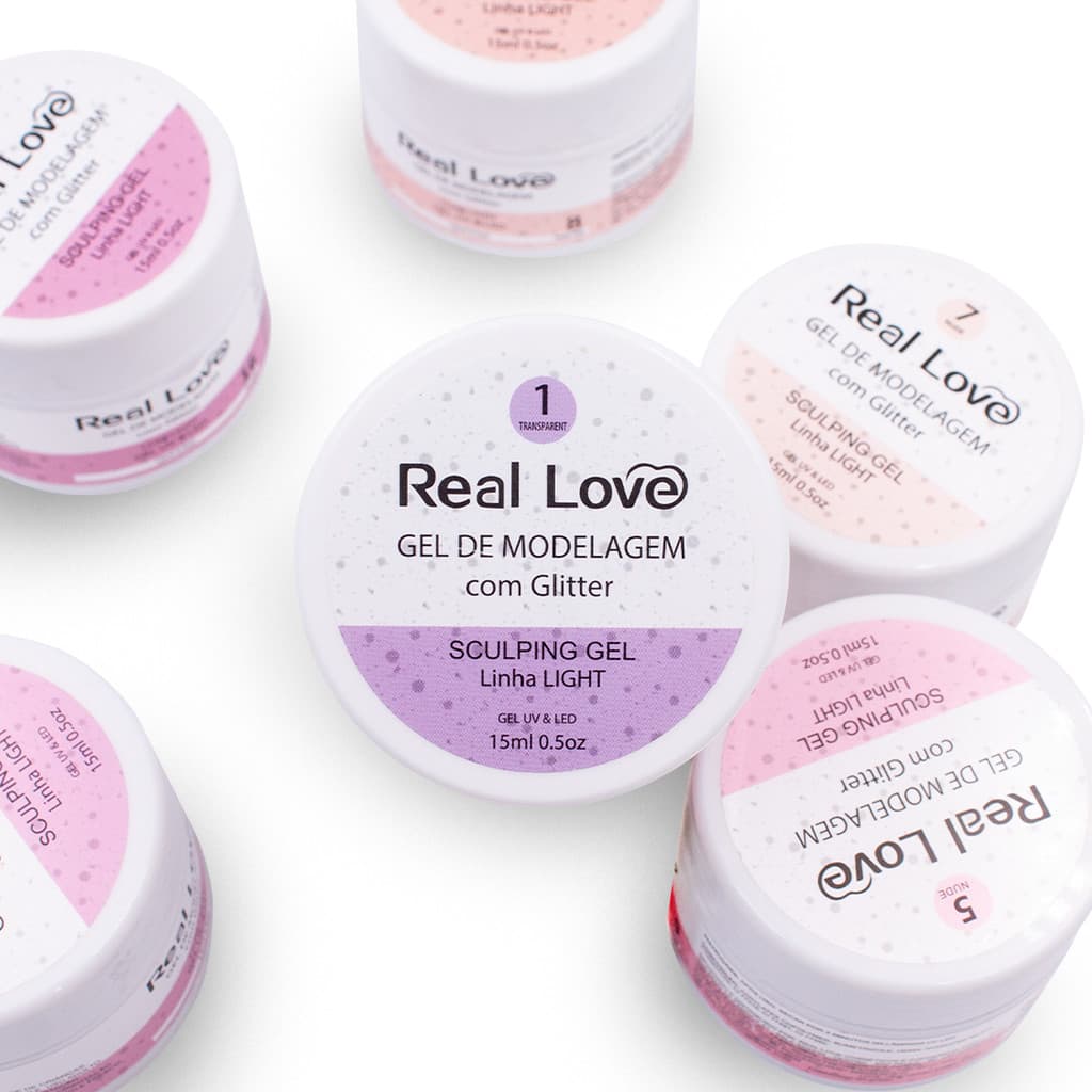 Gel de Alongamento Glitter 15ml - Linha Light - Real Love