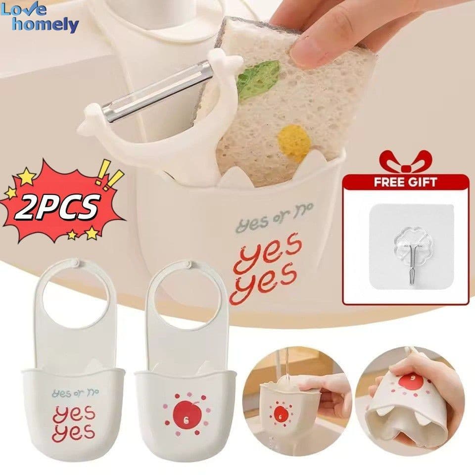 (Presente) 2 Pçs Silicone Pia Da Cozinha Pendurado Cesta Dreno Rack Esponja Titular Torneira Acessórios Punch-Livre Arma