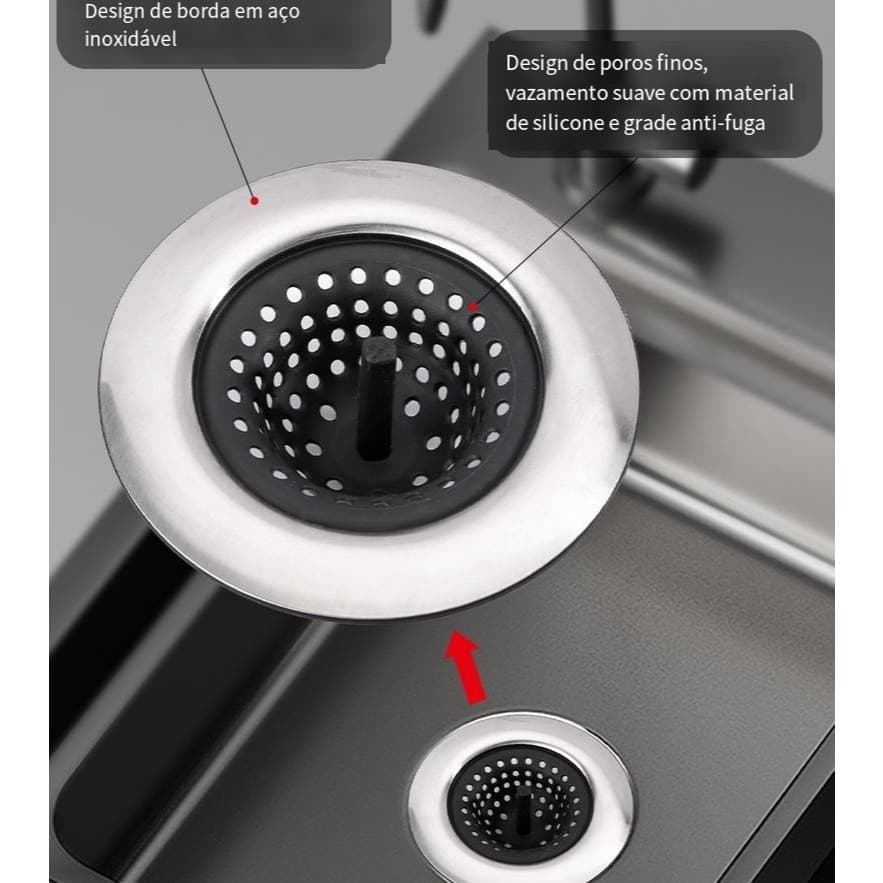 Ralo para Pia Aço Inox Silicone 11.2cm Pia na cozinha banheiro filtro Anti-odor e anti-bloqueio