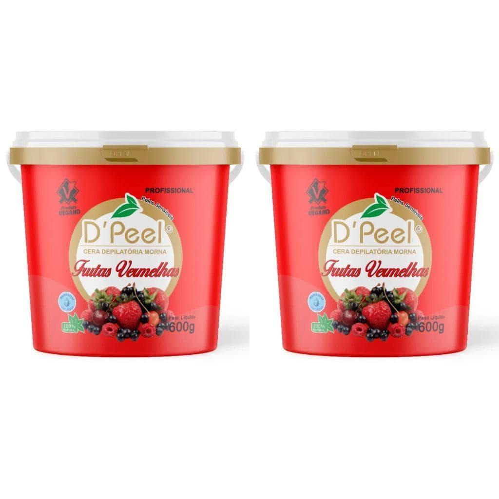 Kit 2 D´Peel Cera Depilatória Morna 600g - Frutas Vermelhas  - Reds
