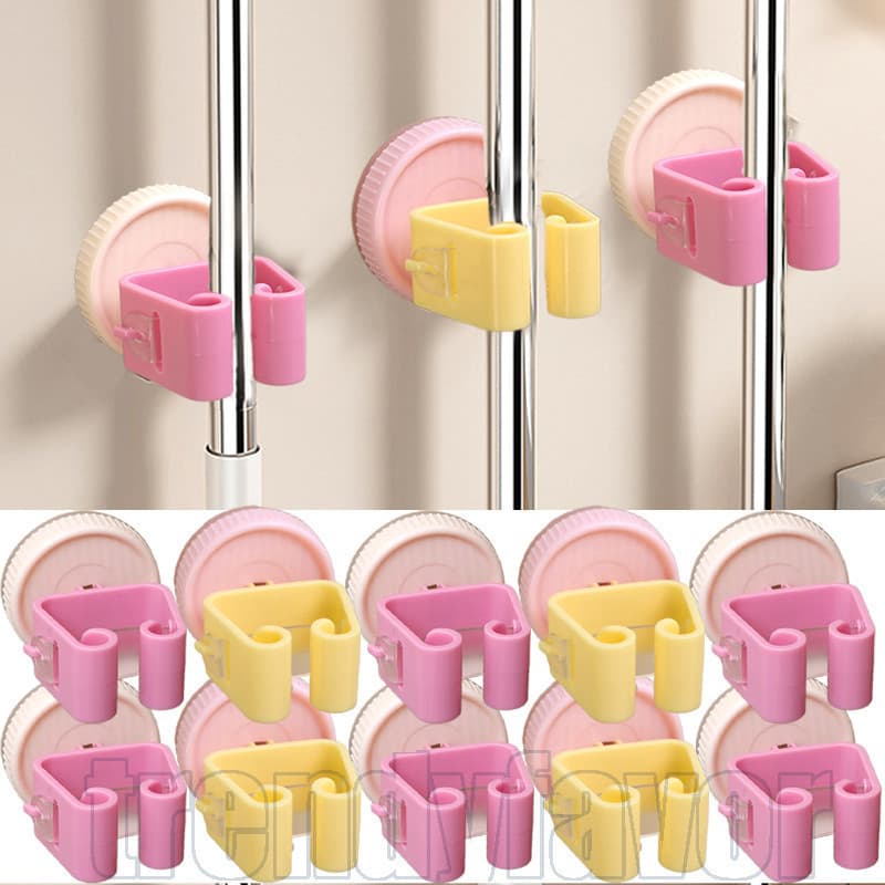 Clipe De Esfregão Estilo Ventosa De 4 Unidades-Braçadeira ABS Colorido Doce-Suporte De Vassoura Para Sem Pregos-Racks De
