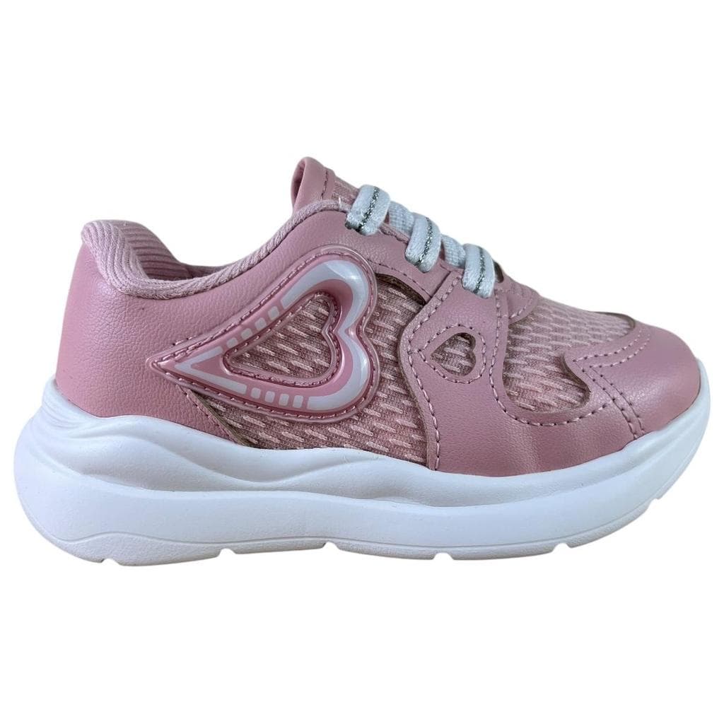 Tênis Molekinha Infantil Menina Calce Fácil Coração Original Confortável Rosa