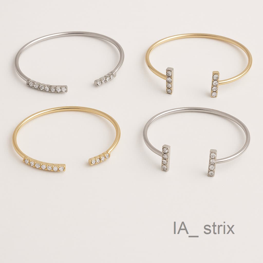 (V)Bracelete Argola com Zircônias Luxo Dourado e PrateadoBQKG