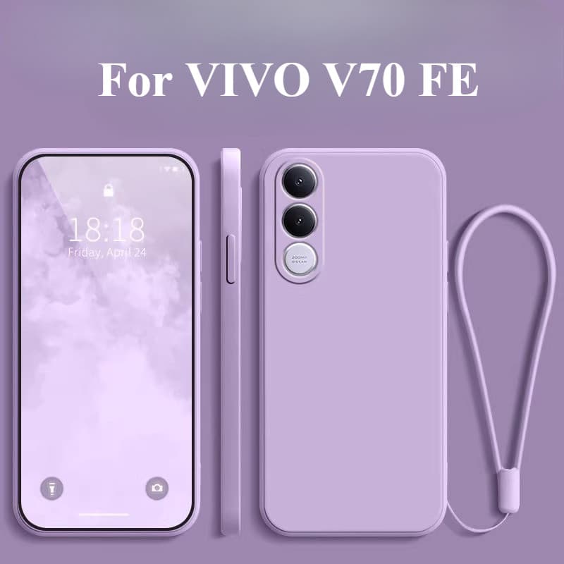 Capa Para VIVO V70 FE Cordão De Silicone Líquido Macio À Prova De Choque Caso Do Telefone V70FE Lente Protetora Traseira