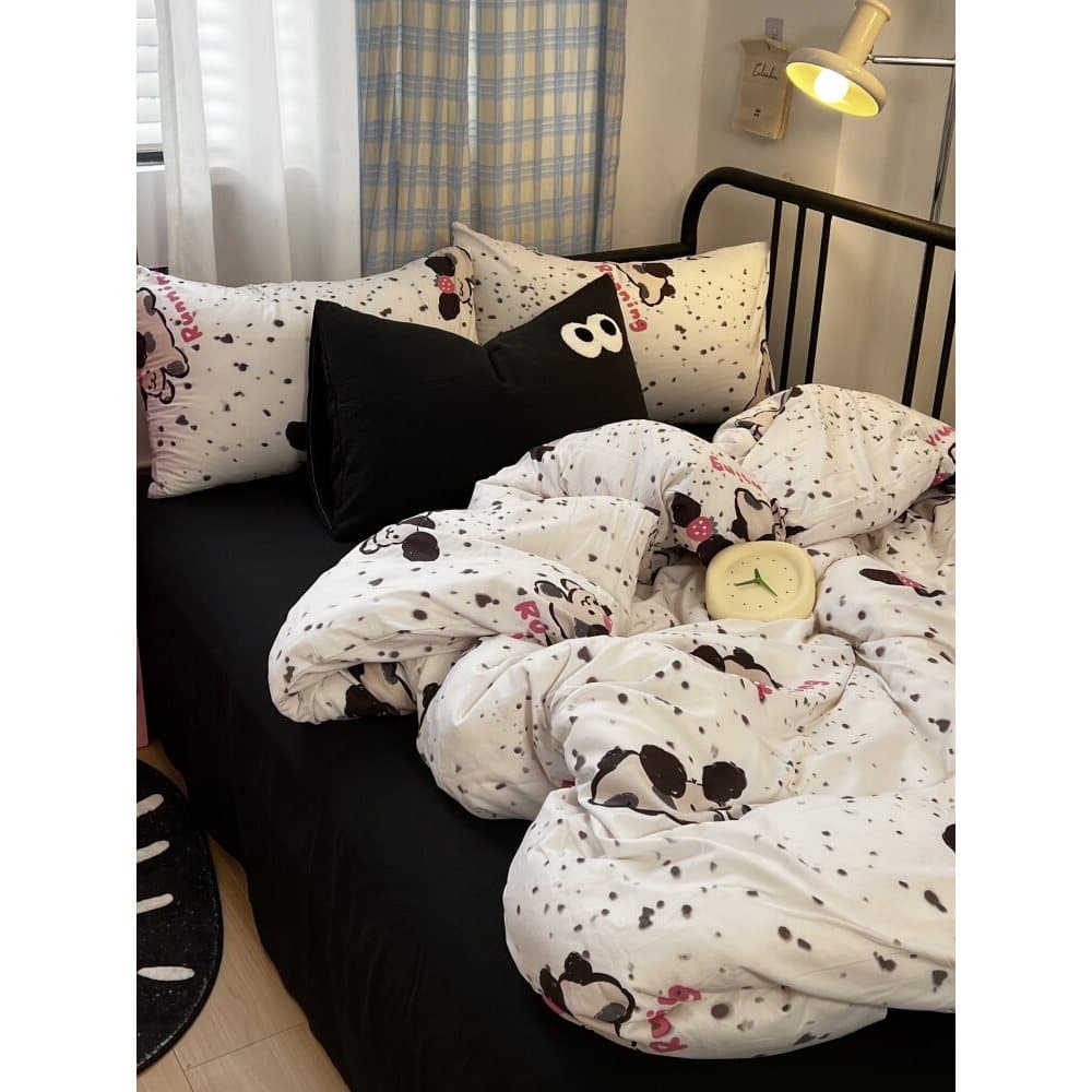 Ins novo estilo lençol de fio duplo conjunto de quatro peças fronha de algodão puro cama estudante cama de solteiro dorm