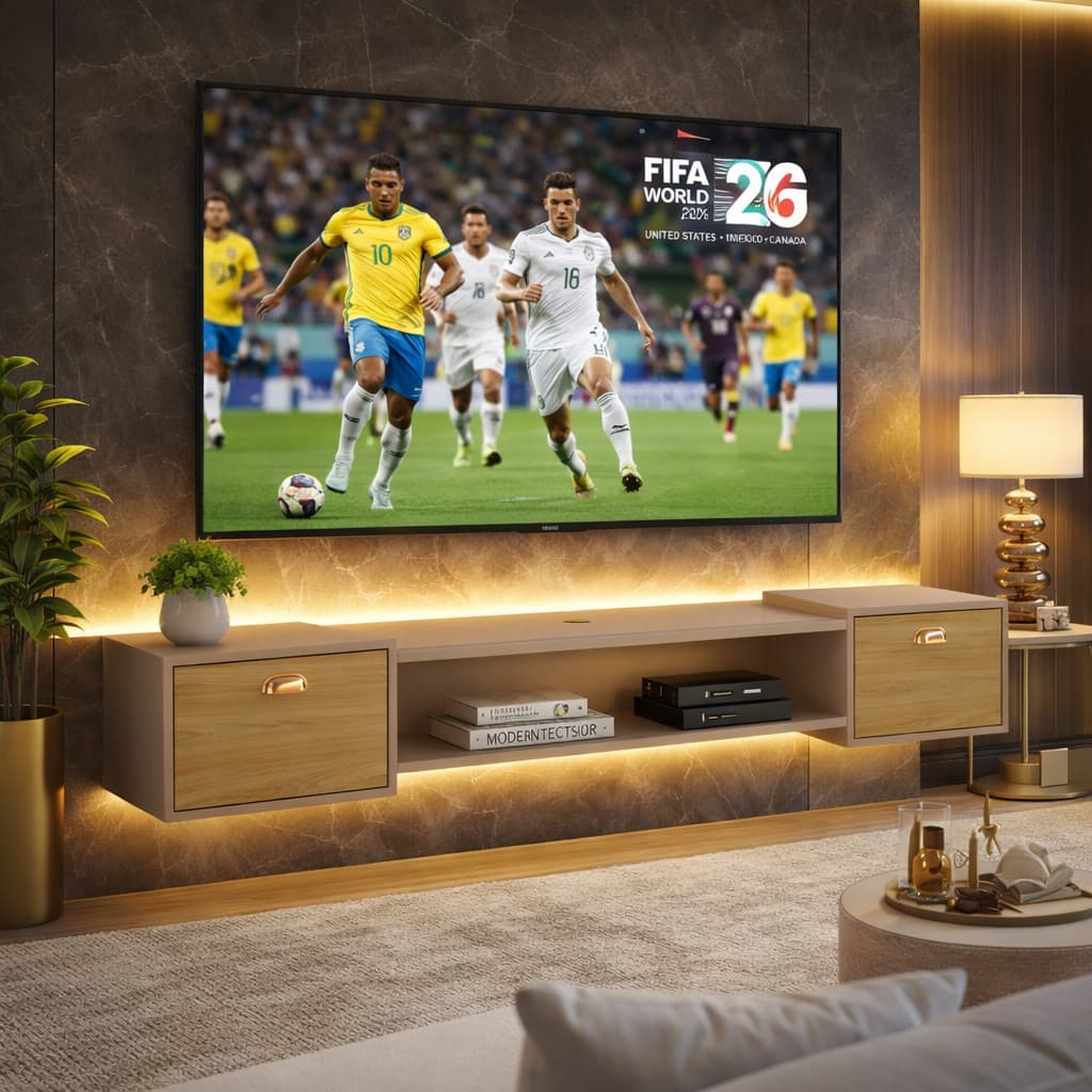 Rack 1.80m Suspenso Leão  Home com 2 Portas para TV até 75” – Moderno e Funcional