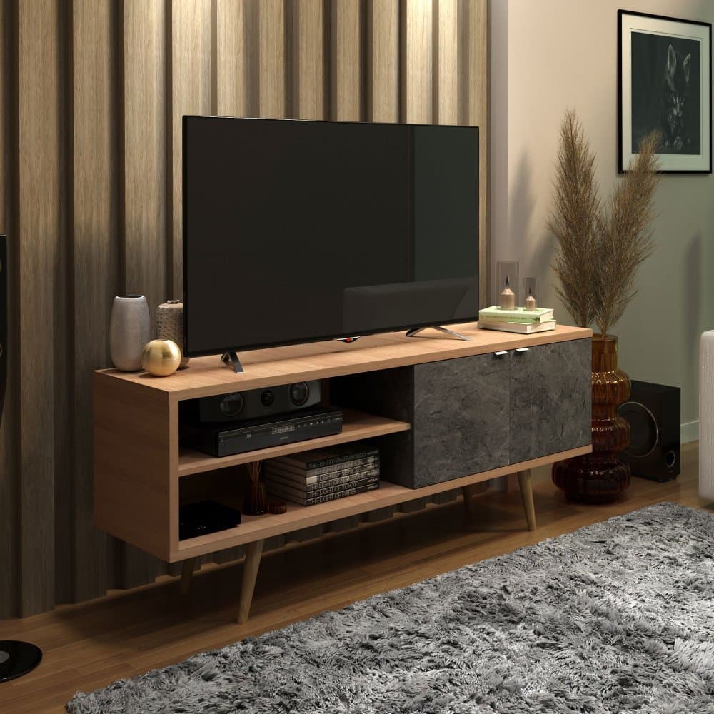 Rack TV 2 Portas 3 Nichos Amêndoa Tecnomobili