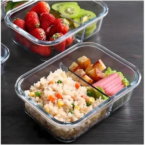 Pote Hermetico Vidro Com Divisoria Organizador Alimentos 1520ml Armazenamento Seguro