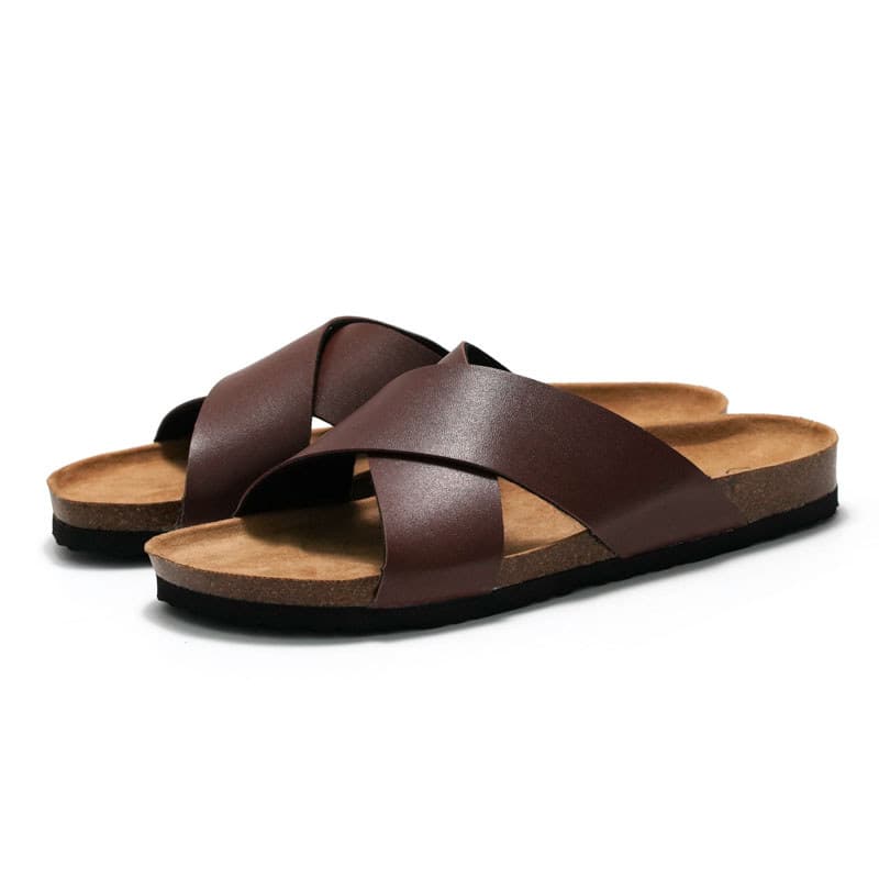 Ruizustock ruizustock verão novo estilo chinelos de cortiça masculinos sapatos de praia estudante cinta cruzada água san