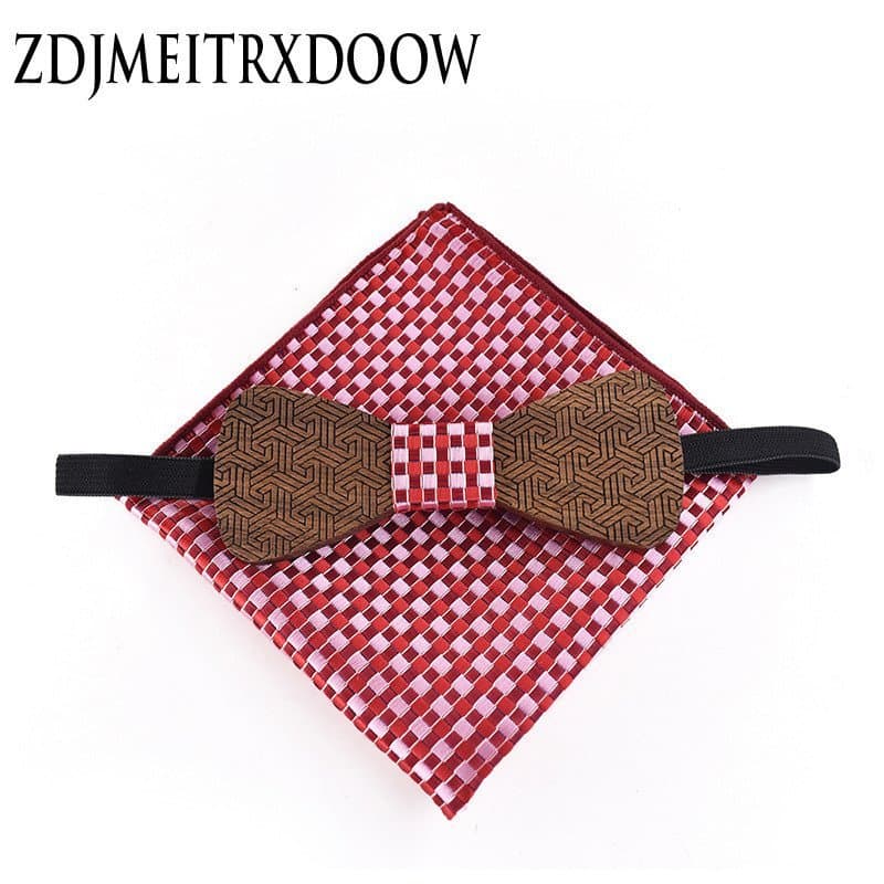 2018 Novo Conjunto de Lenço Quadrado Xadrez e Poá para Homens e Mulheres com Gravata Borboleta, Conjunto em Caixa de Pre