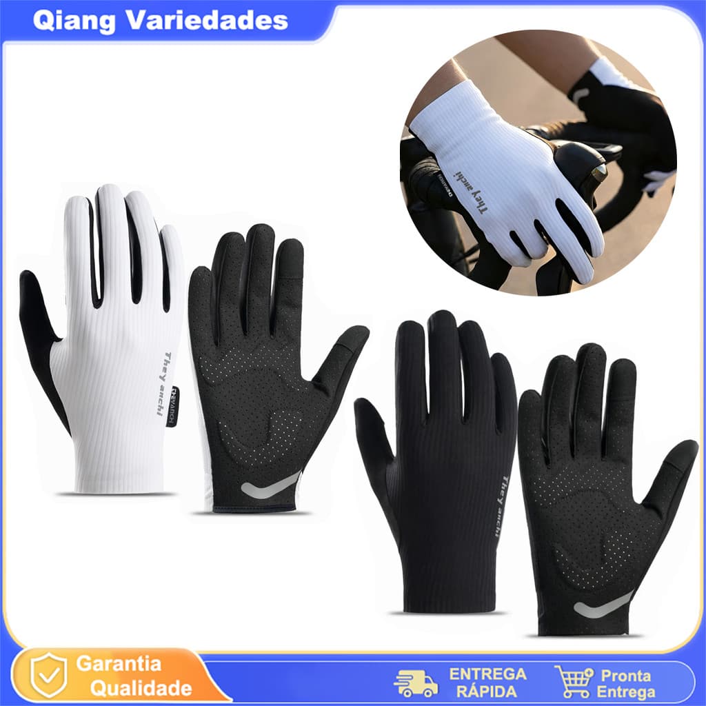Luva de Ciclismo Masculina Leve com Antivibração e Touchscreen – Conforto para Trilha e Estrada