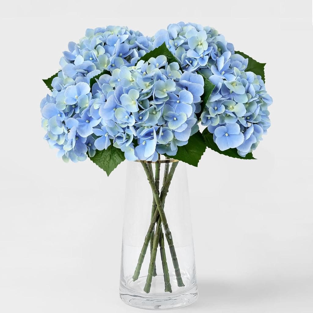 5 Peças Flores Artificiais De Hortênsia Roxa Pequenas De Toque Real De Látex Falso Com Hastes Buquê De Seda Falsa Para D