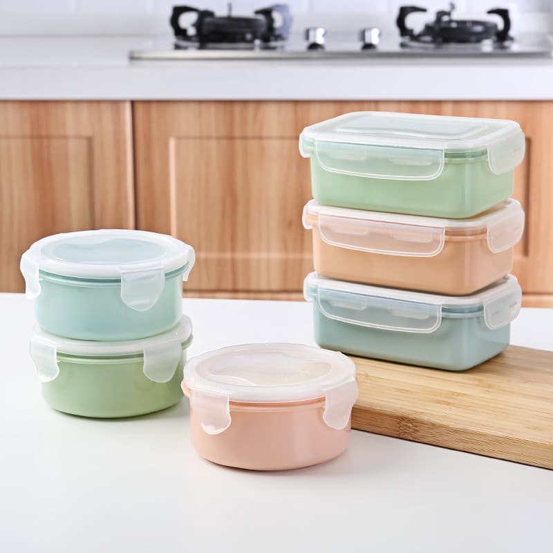 Geladeira caixa de preservação de frutas plástico transparente redondo selado Jar com tampa cozinha caixa de armazenamen