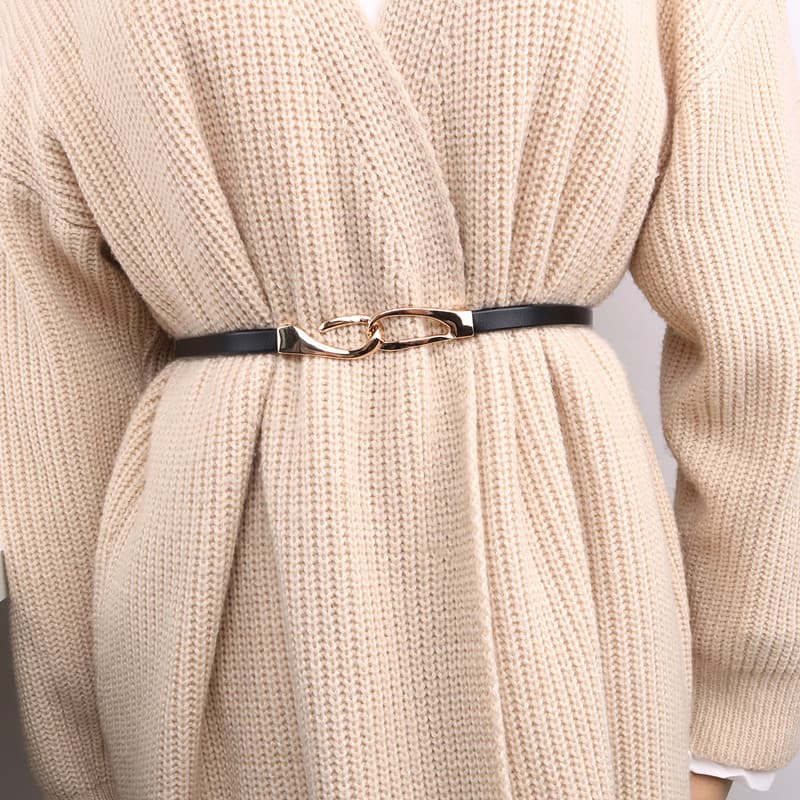 Ajustável couro genuíno marrom cinto fino senhoras All-Match vestido decorativo camisola acessórios cinto de couro corre