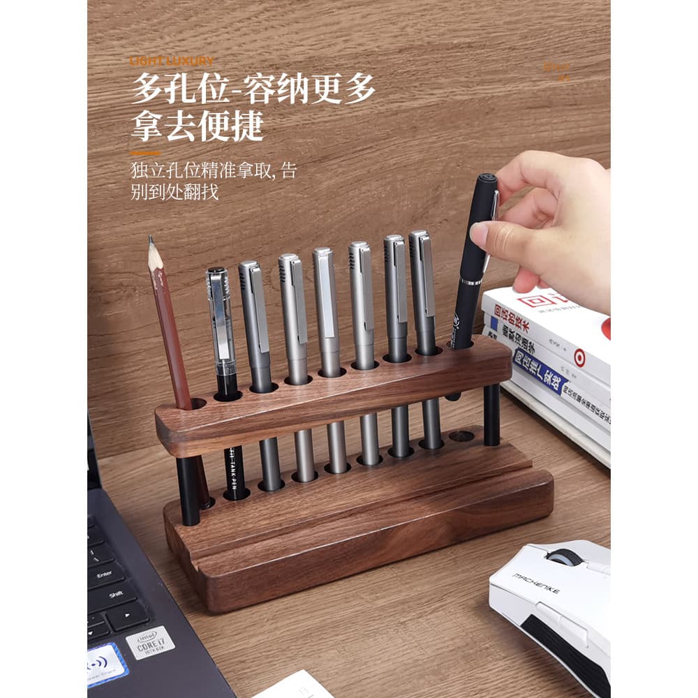 Suporte de caneta de madeira de mesa estilo chinês escritório Desktop caneta titular High-End caixa de armazenamento cri