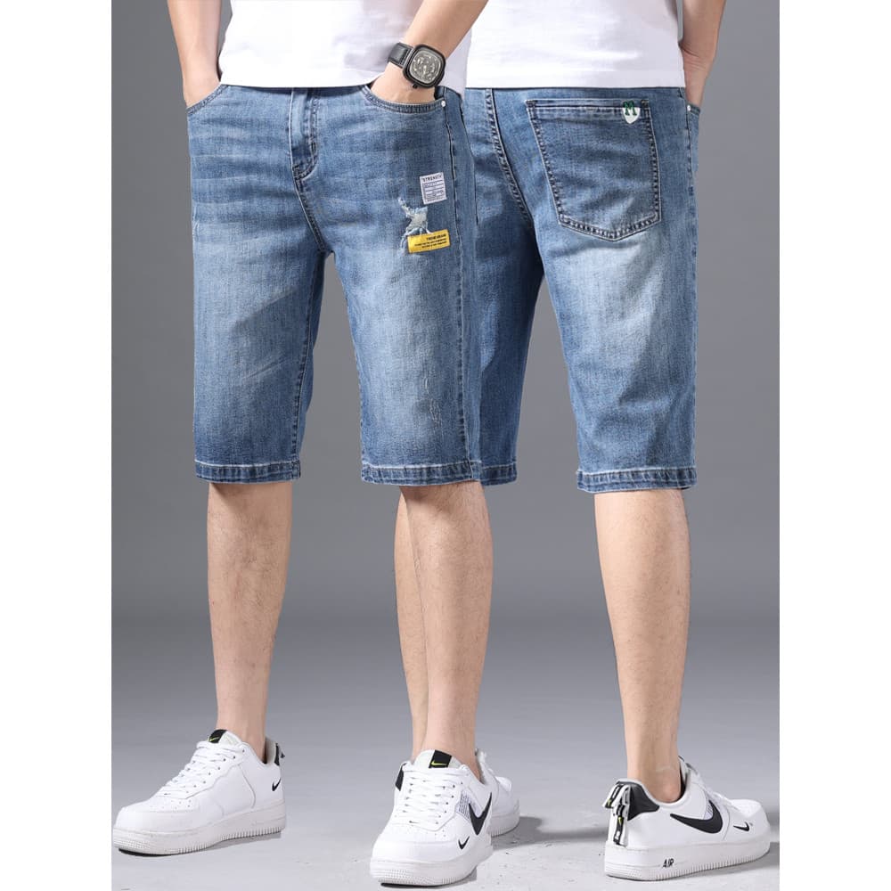 Cinco pontos Denim Shorts masculino verão estilo fino em linha reta solta calças cortadas 2026 novo estilo All-Match Cas