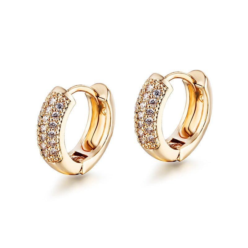 Joias Kashi, Brincos Masculinos Banhados a Ouro 18K com Diamantes, Estilo Simples Europeu e Americano, Brincos Elegantes
