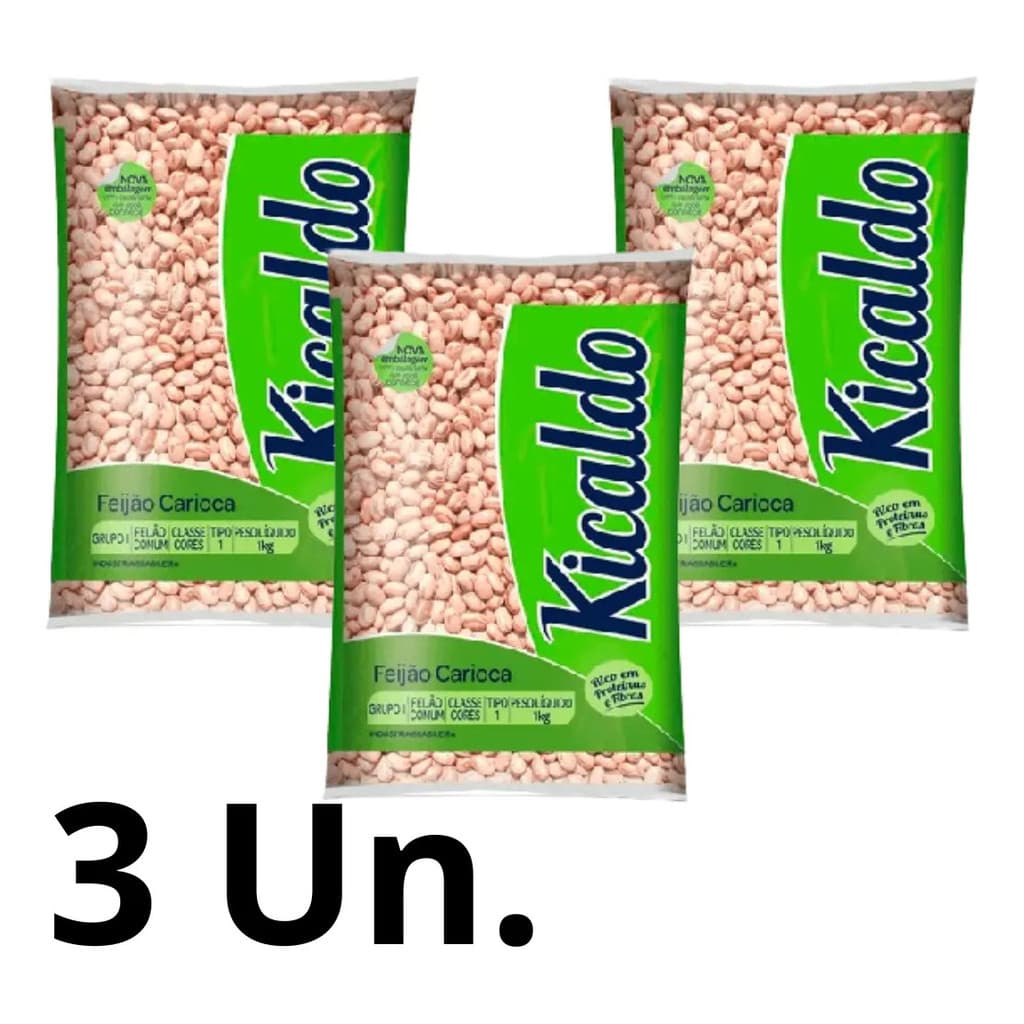 Feijão Carioca Kicaldo 1kg Fardo 3 Un