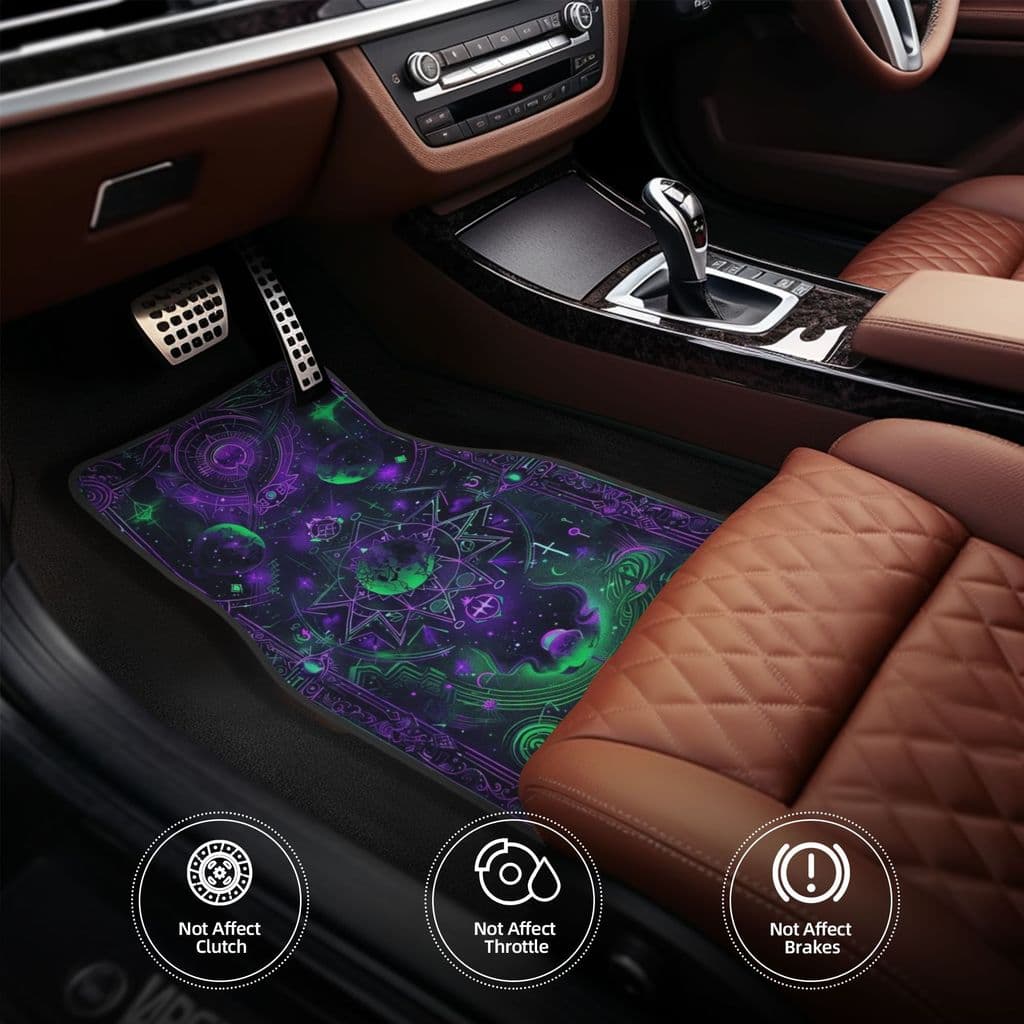 4 peças de tapetes de carro com padrão de mapa do céu misterioso, fáceis de limpar, tapetes de assento traseiro dianteir