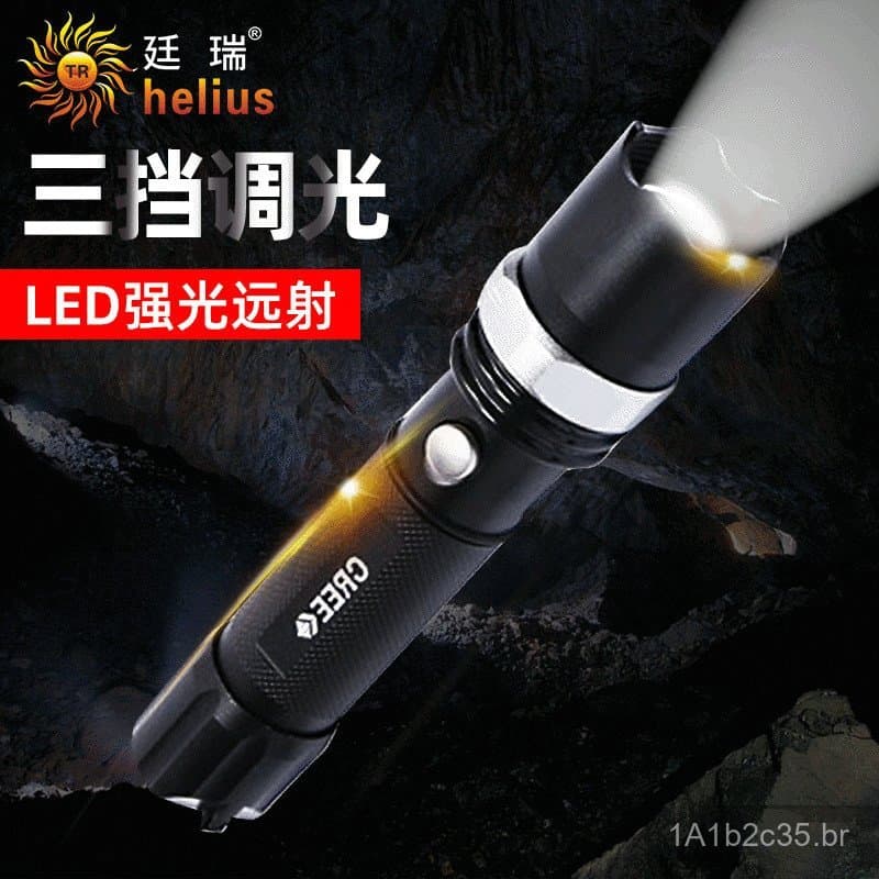 Lanterna de alta luminosidade, em liga de alumínio, com zoom, recarregável, para iluminação doméstica, camping ao ar liv