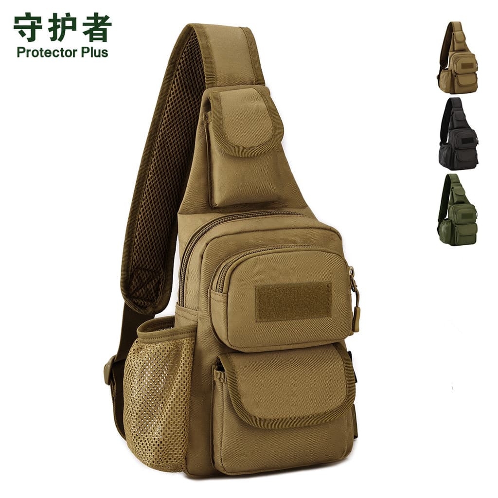 Guardian Men capa de garrafa de água esportes saco de peito ao ar livre tático mochila de ombro preto Casual saco de mod