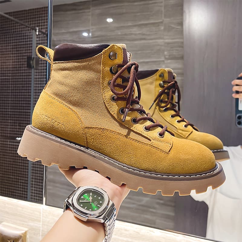 Martin botas masculinas de couro genuíno ruibarbo botas estilo casal de sola grossa britânico Workwear botas curtas inve