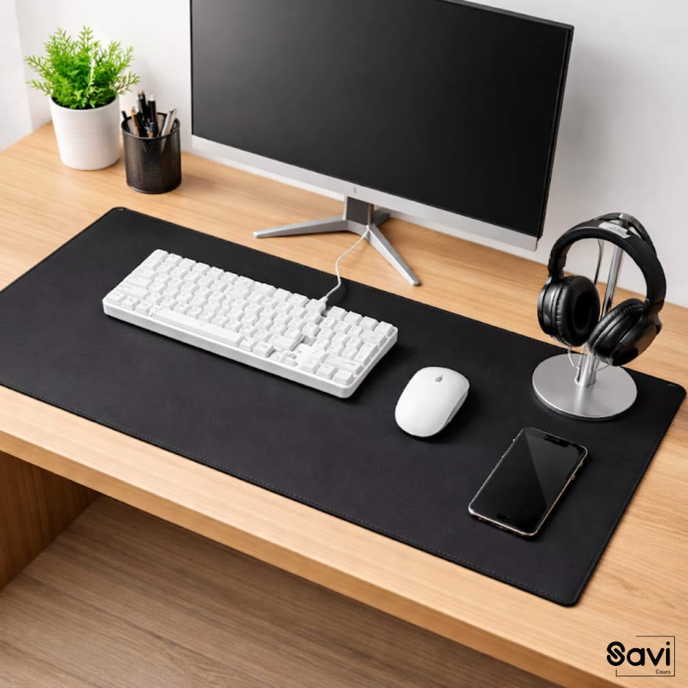 Mouse Pad Extra Grande Savi 90x40cm em Couro Ecológico Premium