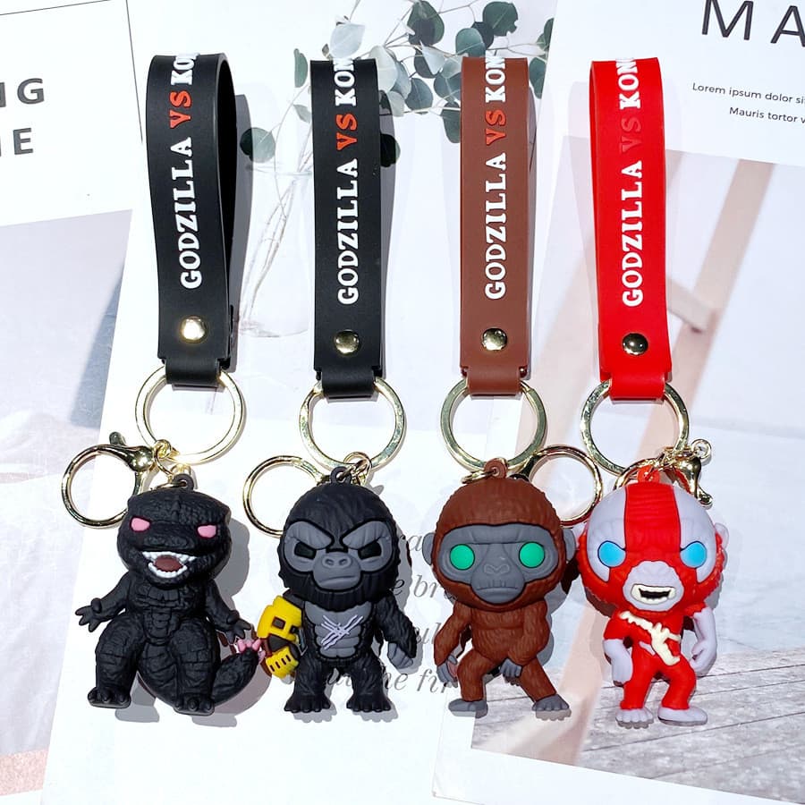 Chaveiro Godzilla vs Kong, Personagens de Filme com Pulseira Colorida, Presente para Fãs de Cinema