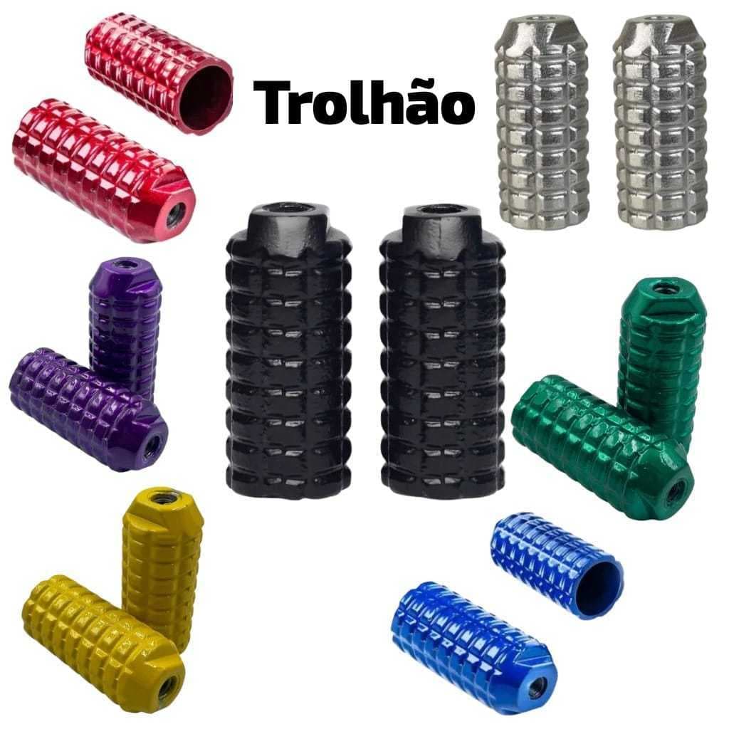 Par Pedaleira Apoio para Bike Trolhão De Alumínio Cromado,preto,azul ou vermelho- Par.