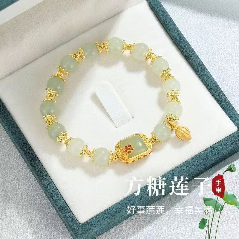 Cubo de açúcar lótus frisado pulseira feminina novo estilo chinês luz luxo nicho Design requintado namoradas pulseira co