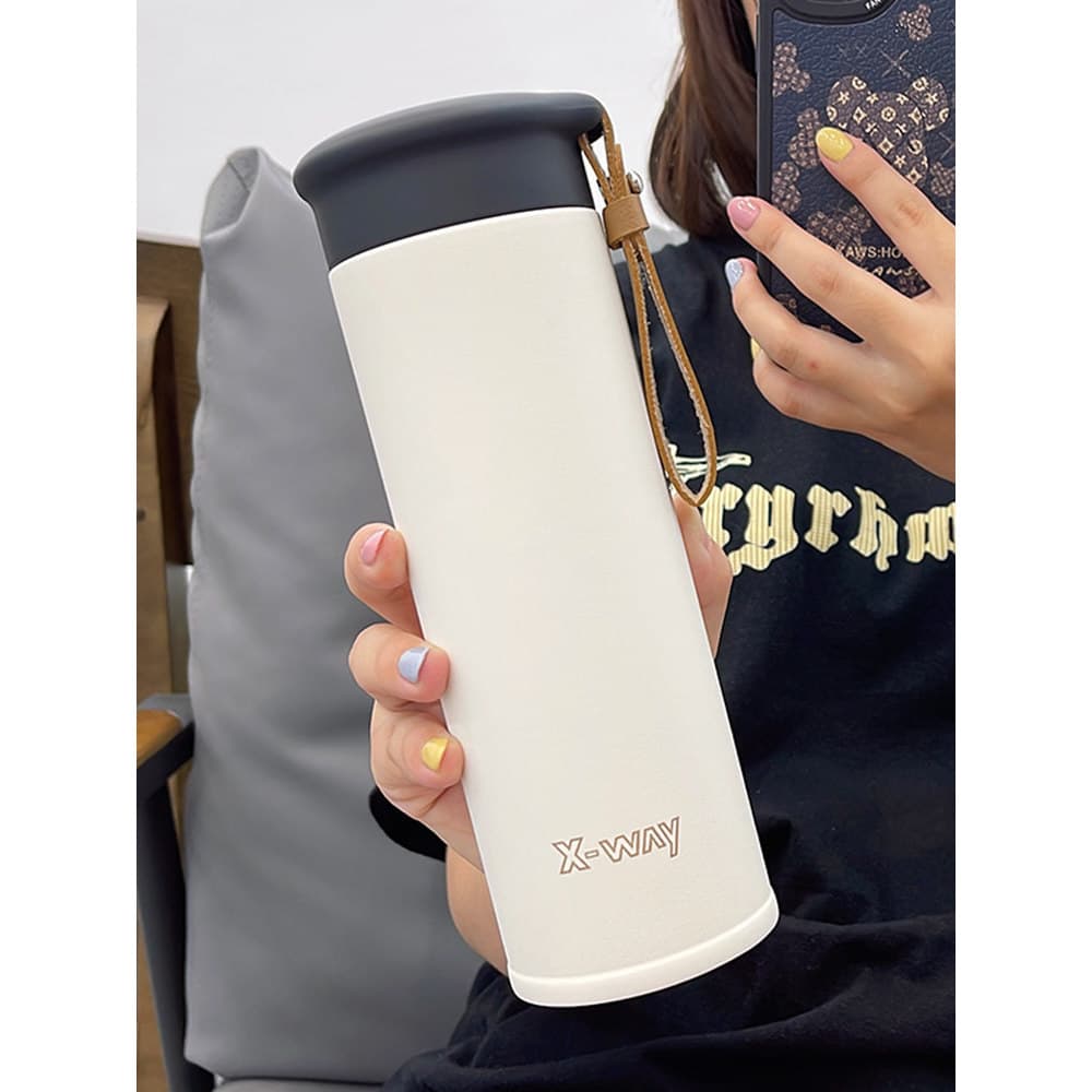 High-End fosco copo térmico masculino feminino estudantes simples bonito portátil filtro malha copo de água grande capac