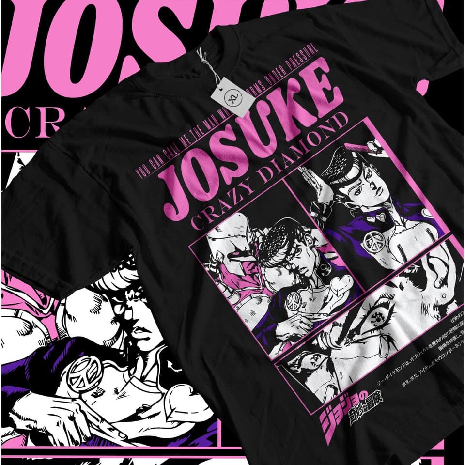 Camiseta Masculina Feminina Estampa JoJo's Bizarre Adventure Josuke Higashikata Crazy Diamond T-shirt Unissex Anime