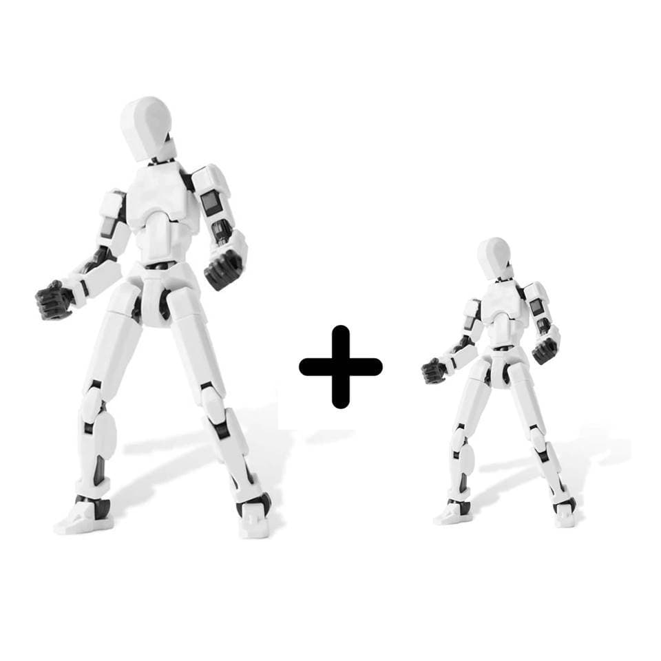 Brinquedo 02 DUMMY Articulado DESMONTADO 14 e 20 cm Infantil Action Figure 3D (BRANCO/PRETO)
