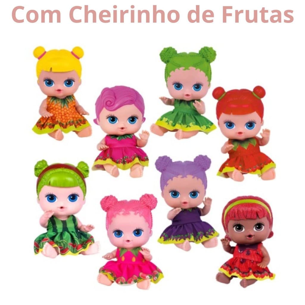 Kit 02 Bonecas Frutinhas Morango Uva Limão Goiaba Melancia