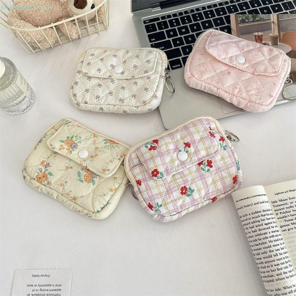 Pequena Bolsa para Batom Cosmético SHENGDA, Porta-moedas Multifuncional com Padrão de Flores Fofas, Porta-cartões 8M9V