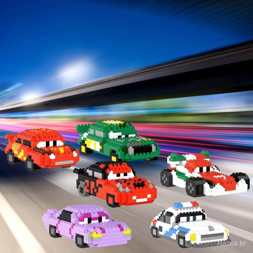 Blocos de Montagem de Partículas Pequenas de Carros, Brinquedo de Carro de Corrida Lightning McQueen, Presente para Cria
