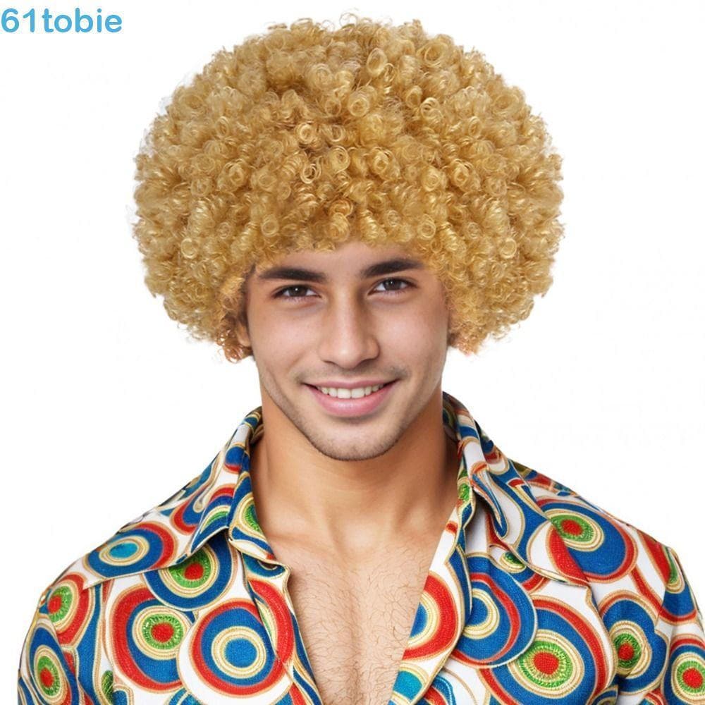 Peruca Sintética Masculina TOBIE , De Cabeça Explosiva De Rolo Curto De Discoteca De 12 Polegadas , Perucas De Palhaço A