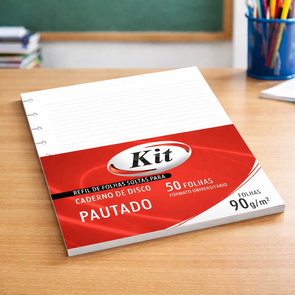 Refil De Folhas Soltas Para Caderno De Disco Pautado Grande Universitário 11 Discos Com 50 Folhas